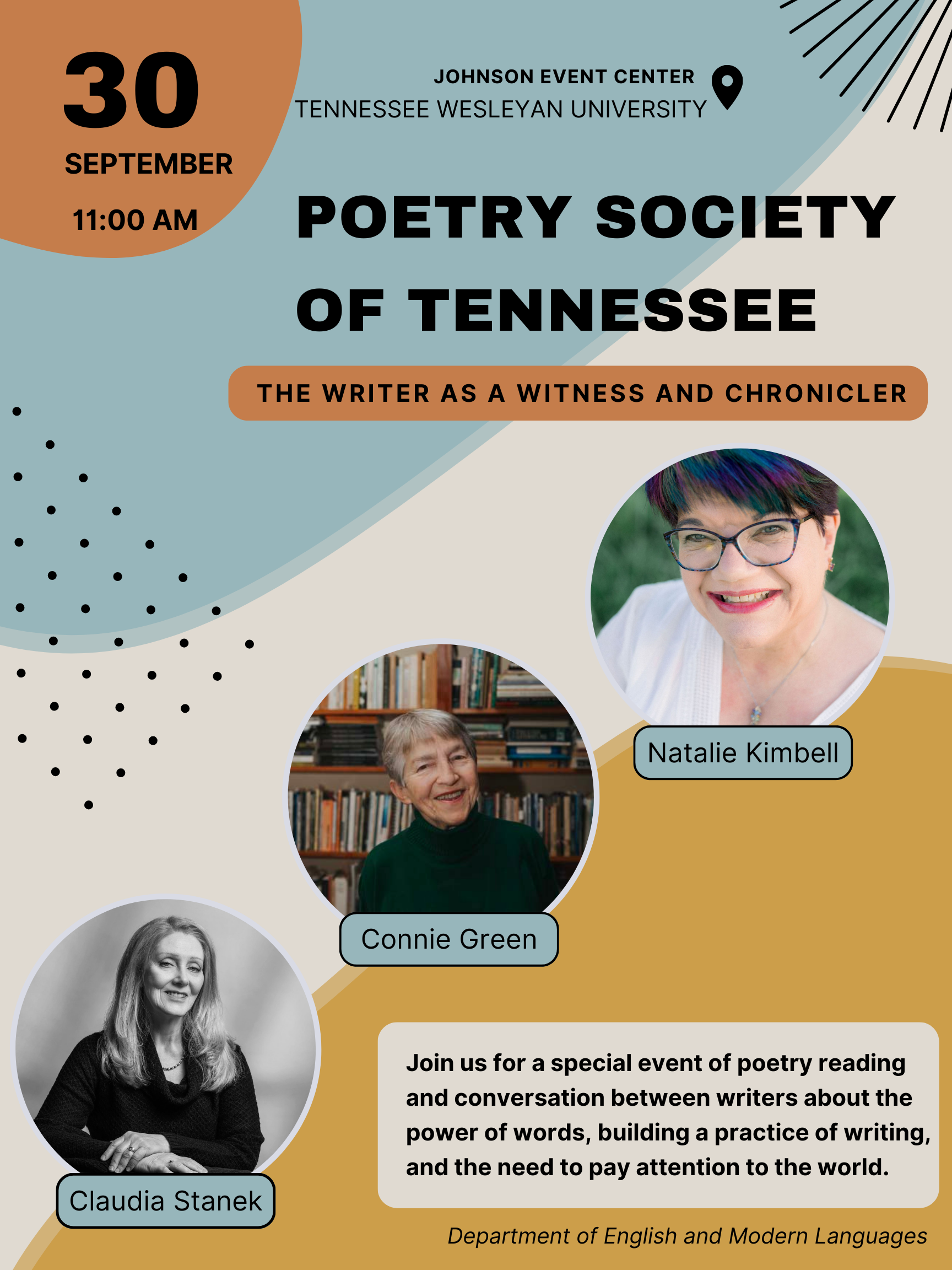 Tennessee Wesleyan event with Poetry Society of Tennessee